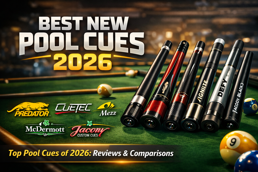 Илюстрация к записи Новые кии для пула 2026 — обзор моделей Predator, Mezz, Cuetec